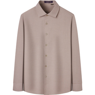 【含羊毛磨毛千鸟格】庄吉男士长袖衬衫2025秋冬新款商务通勤衬衣