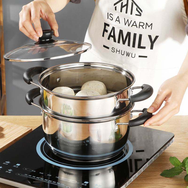 16/18/20/22/24特厚汤锅不锈钢奶锅锅食通用小辅汤锅婴儿蒸锅牛奶