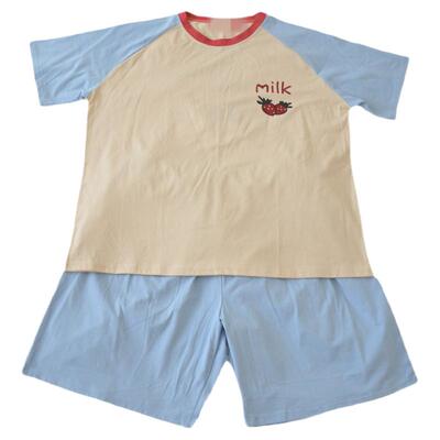 女针织纯棉宽松大码短袖短裤睡衣