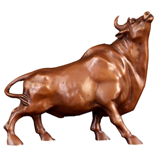 铜匠仁 紫铜孺子牛旺市桌面铜器摆设铜生肖牛中式电视柜炒股股市