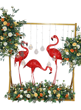 花艺火烈鸟橱窗摄影写真场景道具