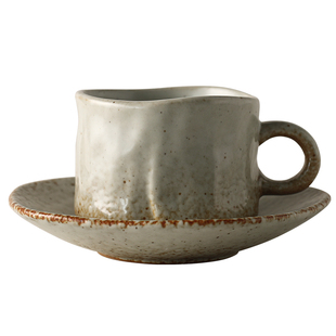 九土咖啡杯碟组陶瓷日式粗陶咖啡杯子复古咖啡套具简约意式手工杯