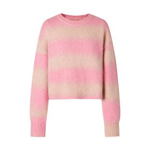 MOISSAC摩萨克冬羊驼毛休闲渐变图案套头毛衣针织衫女