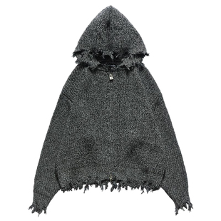 Remedy2025秋冬新款国潮宽松针织衫外套美式潮牌破烂开衫毛衣男女