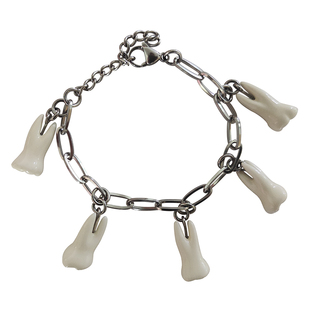 他人即地狱同款牙齿手链李栋旭徐文祖周边瓷陶钛钢不生锈定制饰品