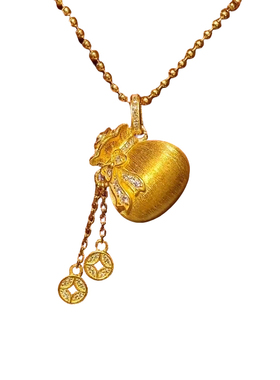 金店同款中式拉丝蝴蝶结福袋项链