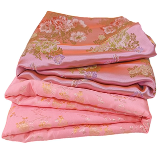 梅花蝴蝶布料180宽幅diy丝绸绸缎汉服面料红色花真丝织锦缎子被面