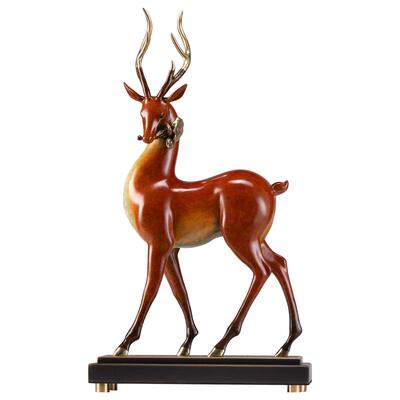 福鹿献瑞办公桌中式家居朱炳仁铜