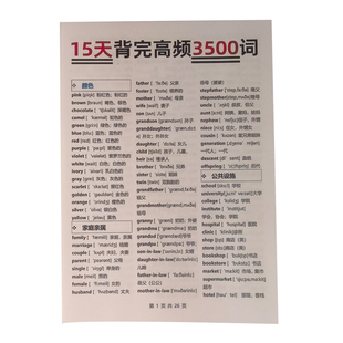英语单词高频词汇3500必背核心分类速记英语资料A4大卡双面防水塑封