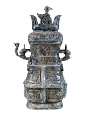 铜方壶复古大号摆件客厅