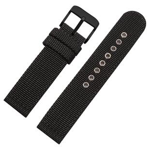 军绿色帆布尼龙表带男适用精工5号海贼王小mm黑绿水鬼鸡尾酒罐头