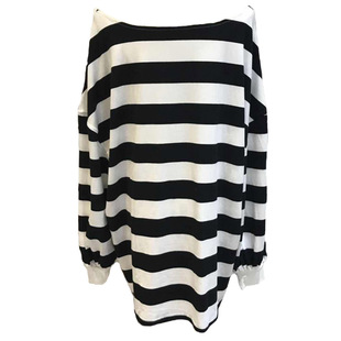 泡泡袖条纹卫衣裙女装春秋2026年新款宽松肥版露肩上衣中长款T恤