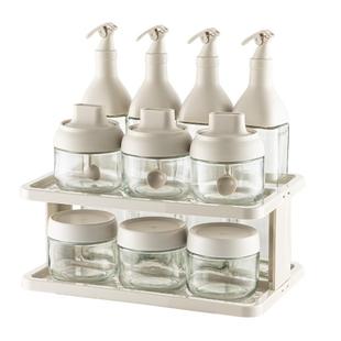 onlycook厨房调味罐油壶组合套装密封调味盒置物架玻璃调料罐盐罐