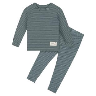 40支修身打底儿童内衣套装男童秋衣秋裤女童衬衣衬裤条纹线衣线裤