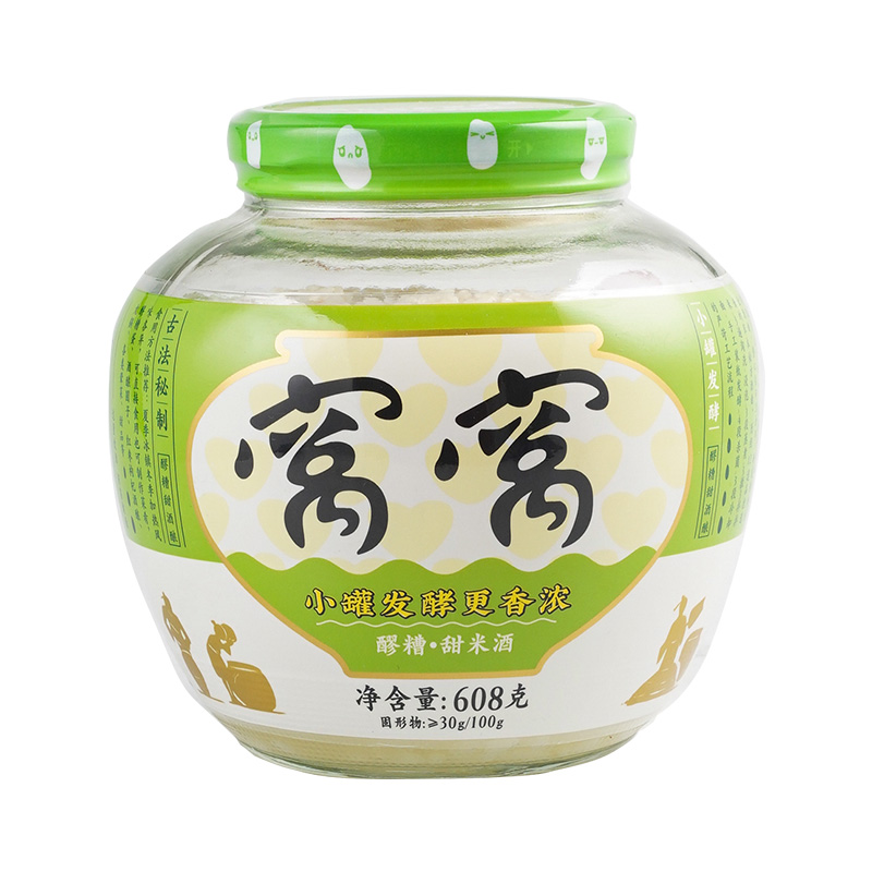 窝窝醪糟甜米酒608g瓶装甜酒酿低度酿造糯米酒汁原味酒糟家用商用