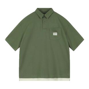 日系复古假两件polo衫短袖男2025夏季新款休闲翻领半袖保罗T恤潮