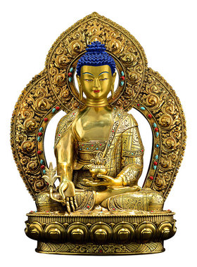 全鎏金药师佛铜像摆件