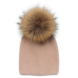 婴儿帽子秋冬季ins可爱貉子毛球兔绒针织保暖男女宝宝儿童毛线帽