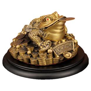 威弗列德三足铜金蝉金蟾蜍办公室店铺开业装饰工艺品黄铜金蟾摆件