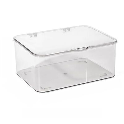 透明收纳盒化妆品防尘零食杂物整理盒带盖面膜桌面大容量翻盖储物