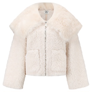 【设计师女装】ODTD秋冬新款大翻领拉链托卡羊毛皮草外套毛绒感