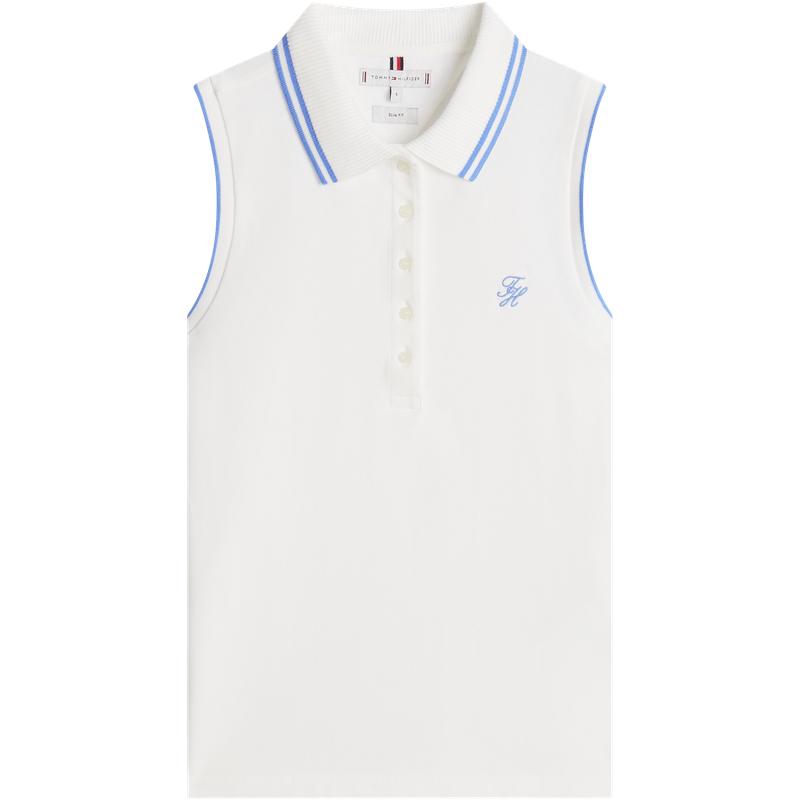 Tommy女装刺绣镶边修身无袖POLO