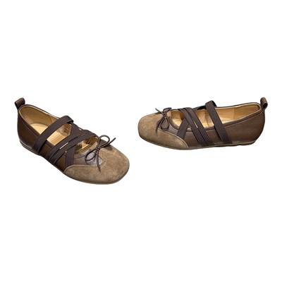 蝴蝶结方头浅口玛丽珍鞋单鞋女