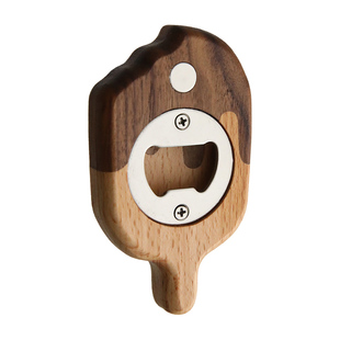 开瓶器冰箱贴磁吸个性创意实木雪糕启瓶器冰箱装饰摆件啤酒瓶起子