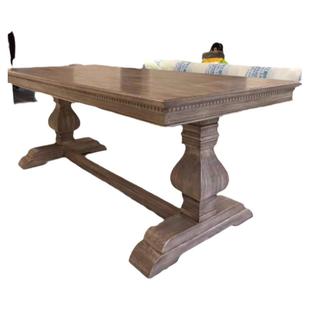 北美进口白蜡木餐桌法式复古做旧原木大板桌工作台会议美式实木桌