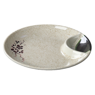 仿瓷盘子小吃盘带醋碟饺子水饺盘商用餐厅菜盘薯条盘分格餐盘密胺