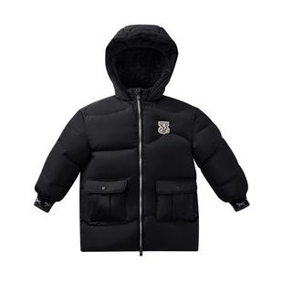 嫚熙童装95白鹅绒羽绒服儿童保暖加绒加厚宝宝冬季外出中长款外套