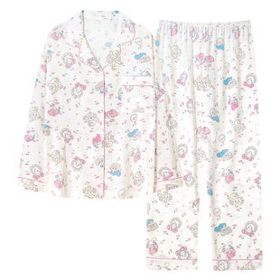 奶呼呼绝美睡衣女春秋新款卡通轻柔家居服套装云朵棉甜美睡衣女