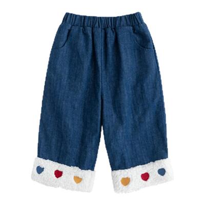 幼歌冬季新品婴幼儿加绒牛仔裤