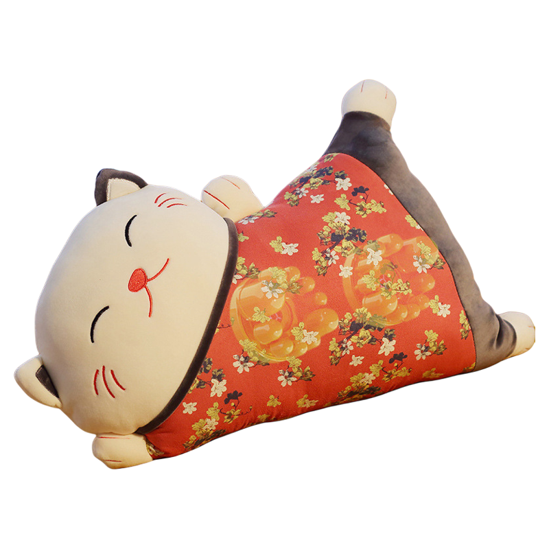招财猫按摩抱枕毛绒玩具公仔