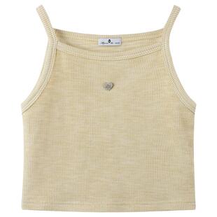 【高弹透气】竹节坑条女童森系甜美吊带儿童亲肤清爽爱心扣小背心
