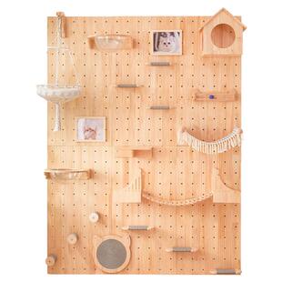洞洞板猫墙猫爬架实木墙壁式猫窝一体猫架子猫咪跳板墙上吊床