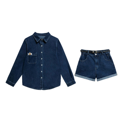 LEAPDREAM时尚套装牛仔衬衫短裤