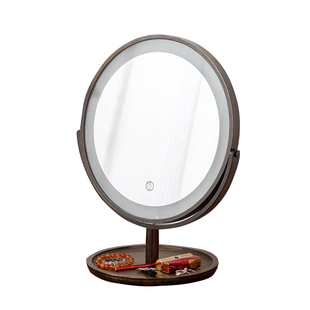 复古化妆镜家用桌面台式梳妆台led带灯装饰镜子主卧室轻奢梳妆镜