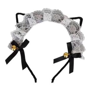 纯欲风白色性感蕾丝猫耳朵铃铛发箍女辣妹风发卡头箍日系洗脸头饰