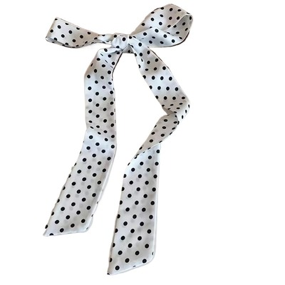 韩系黑白波点长丝巾|万人加购