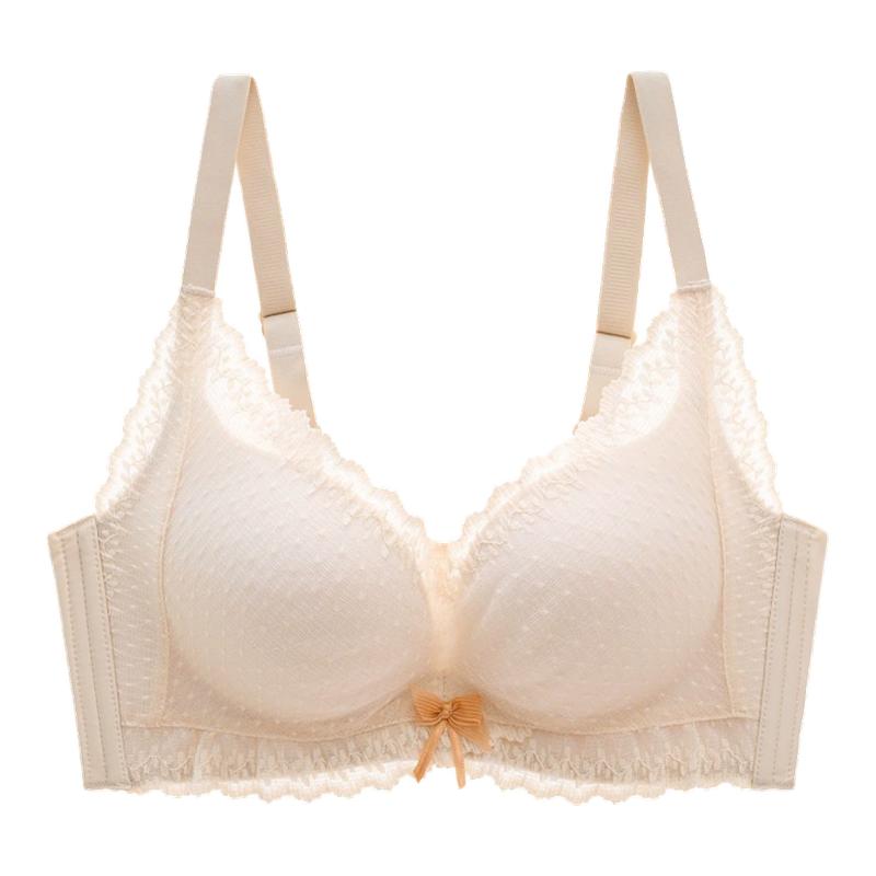 婴儿棉无磁蕾丝舒适内衣女小胸聚拢调整型收副乳中厚款无钢圈文胸