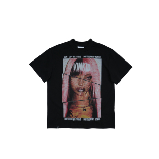 Vinkid(云梯)头像海报短袖 美式潮流小众嘻哈国潮个性百搭T恤