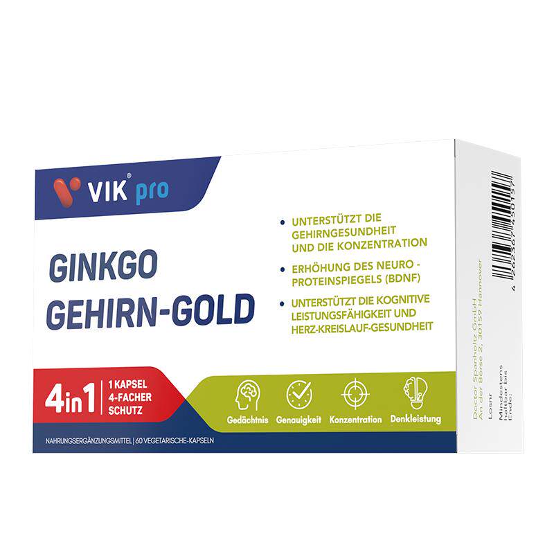 德国VIKpro银杏叶脑黄金大脑记忆力成人健忘胶囊