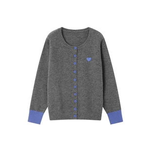 时然大码女装撞色圆领针织开衫内搭秋季新款微胖mm内搭长袖上衣