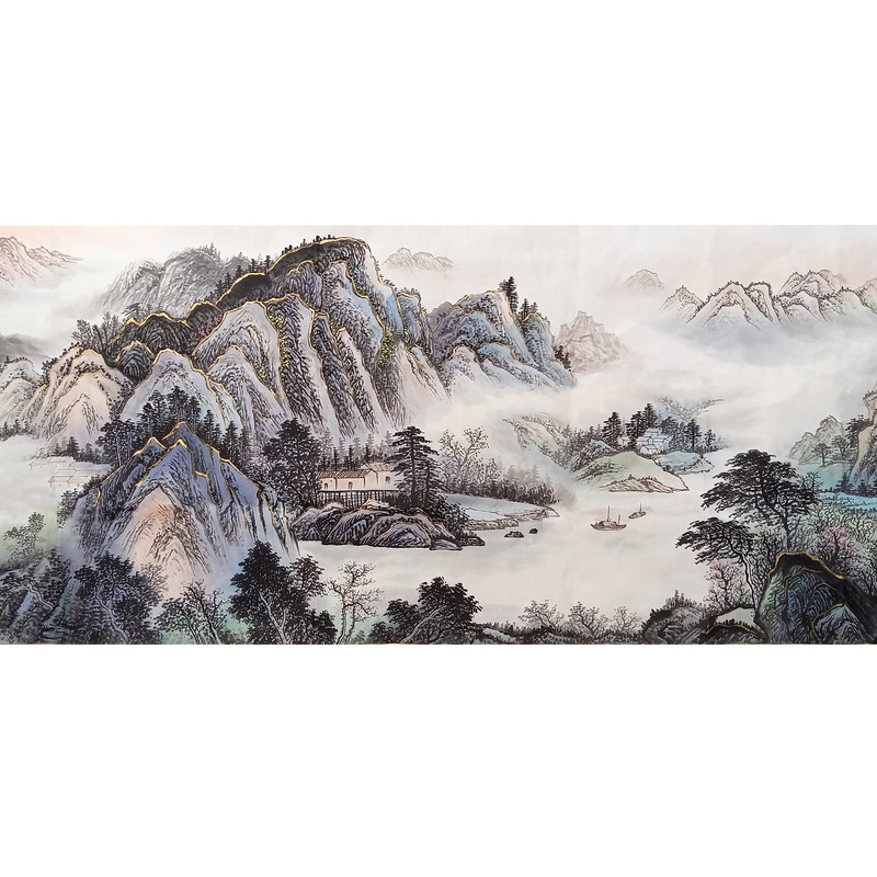 纯手绘客厅装饰画山水国画