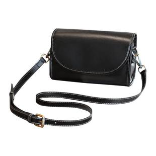 2026冬季新款真皮斜挎小包包女休闲百搭盖头宽肩带单肩包牛皮女包