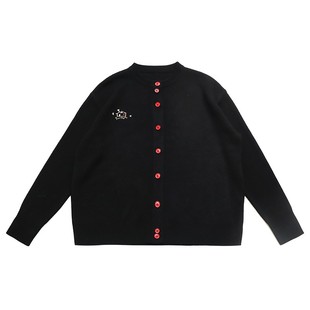 鹿与飞鸟「好运C位」新年款 含羊毛彩扣刺绣显瘦两色毛衣开衫7321