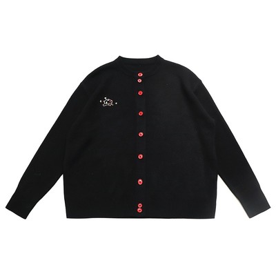 含羊毛彩扣刺绣显瘦新年毛衣开衫