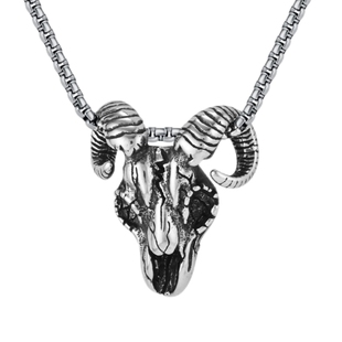 欧美风潮牌原创设计撒旦巴弗灭羊头骷髅项链帅气朋克嘻哈钛钢吊坠