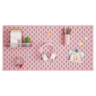定制洞洞板极鹤金属置物架粉色铁不锈钢装饰桌面收纳墙上挂板